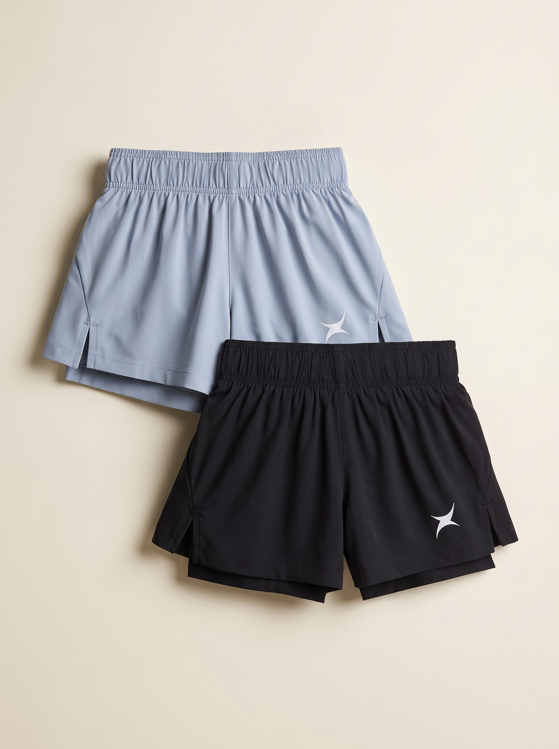 Girls Active X Shorts (CARBON BLACK/SKY BLUE)