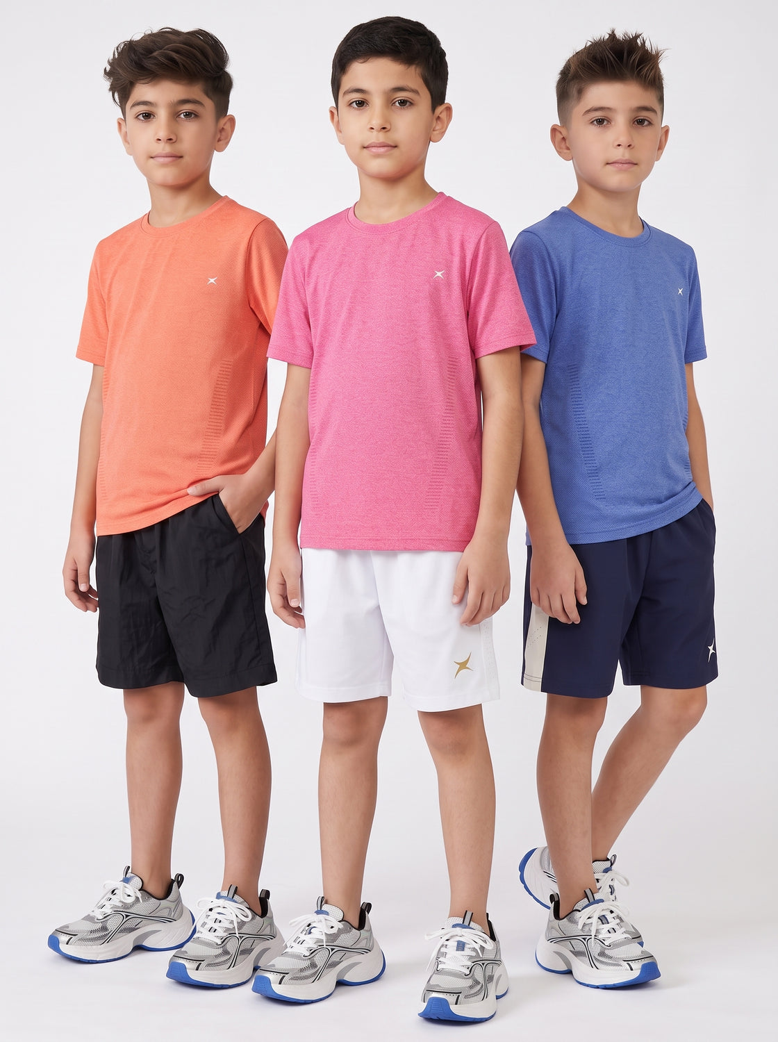 Runlite Seamless Activewear T-shirt (TWILIGHT BLUE/ORANGE/PINK) PACK OF 3