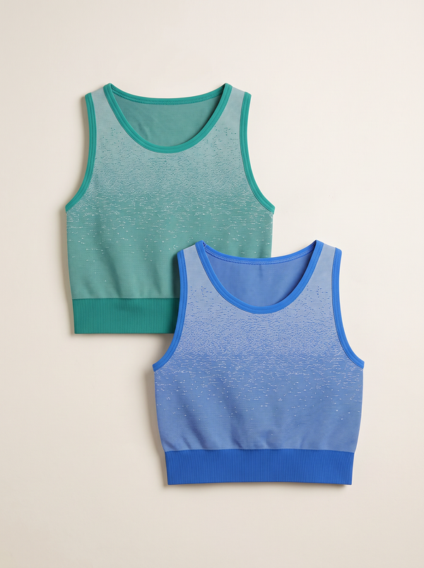 Girls Nova Seamless Sports Bra (INDIGO BLUE/GREEN LAKE) PACK OF 2