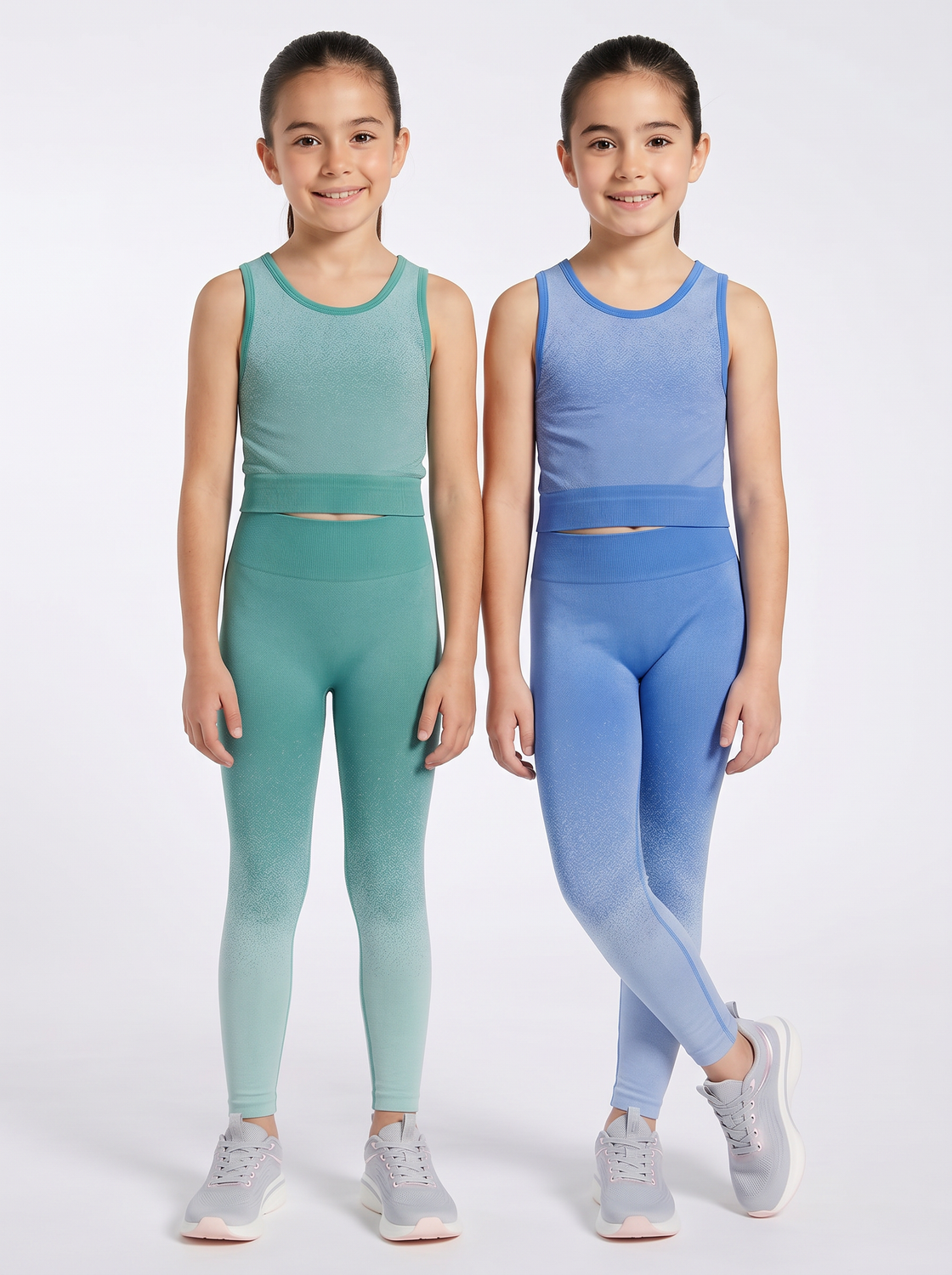 Girls Powerflex Seamless Leggings (INDIGO BLUE/GREEN LAKE) PACK OF 2