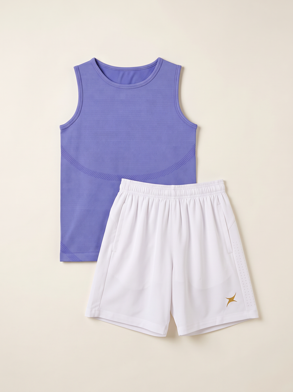 SEAMLITE VEST BLUE/ URBAN X WHITE SHORTS