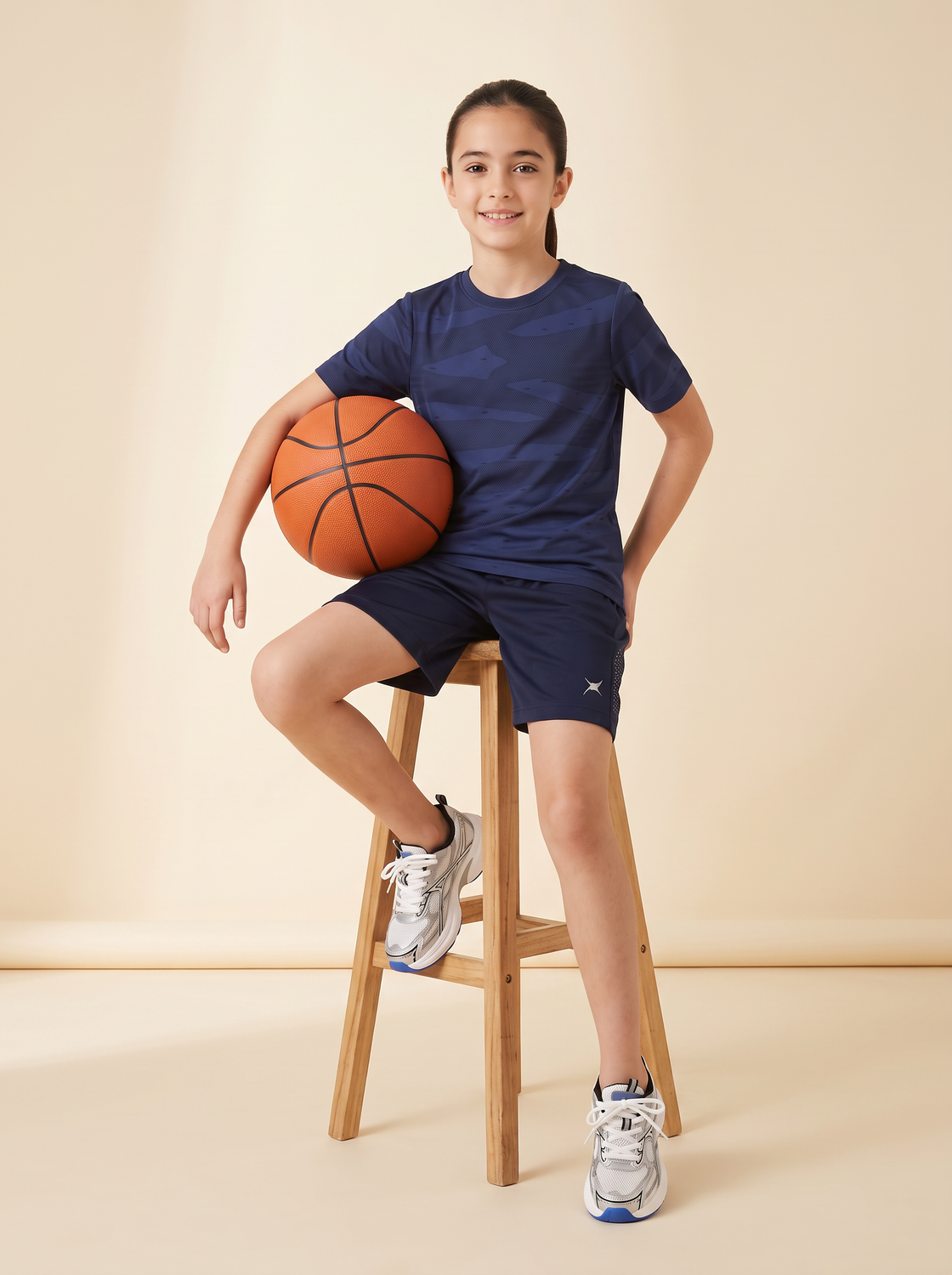Lunalayer Seamless Activewear T-shirt (Blue)/URBANX SHORTS GREY