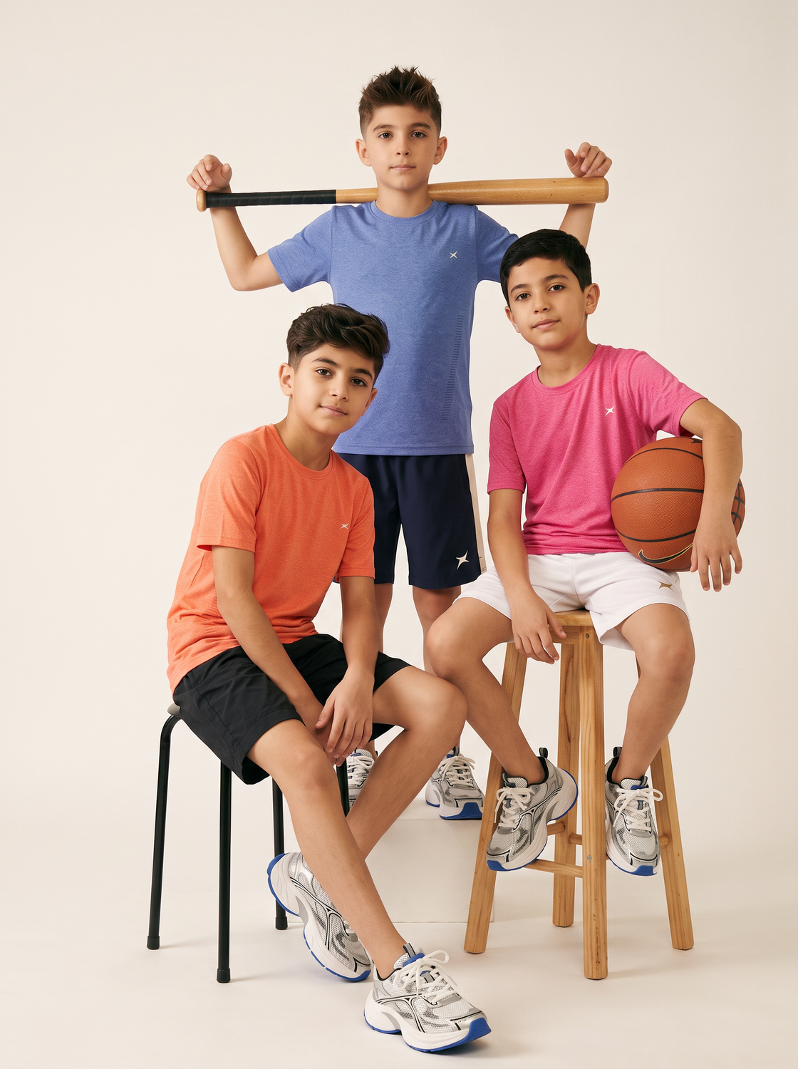 Runlite Seamless Activewear T-shirt (TWILIGHT BLUE/ORANGE/PINK) PACK OF 3