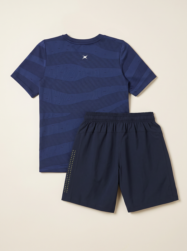 Lunalayer Seamless Activewear T-shirt (Blue)/URBANX SHORTS GREY
