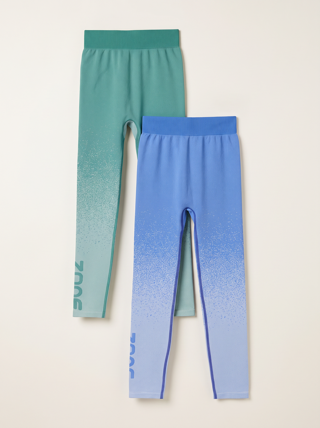 Girls Powerflex Seamless Leggings (INDIGO BLUE/GREEN LAKE) PACK OF 2