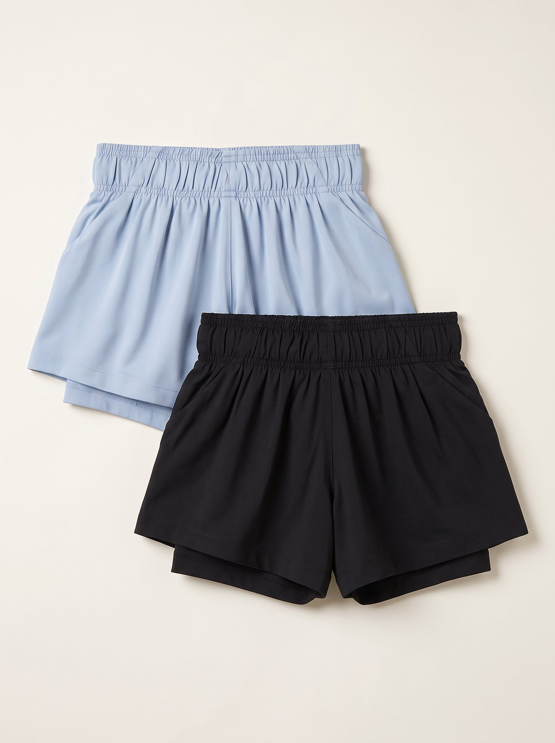 Girls Active X Shorts (CARBON BLACK/SKY BLUE)