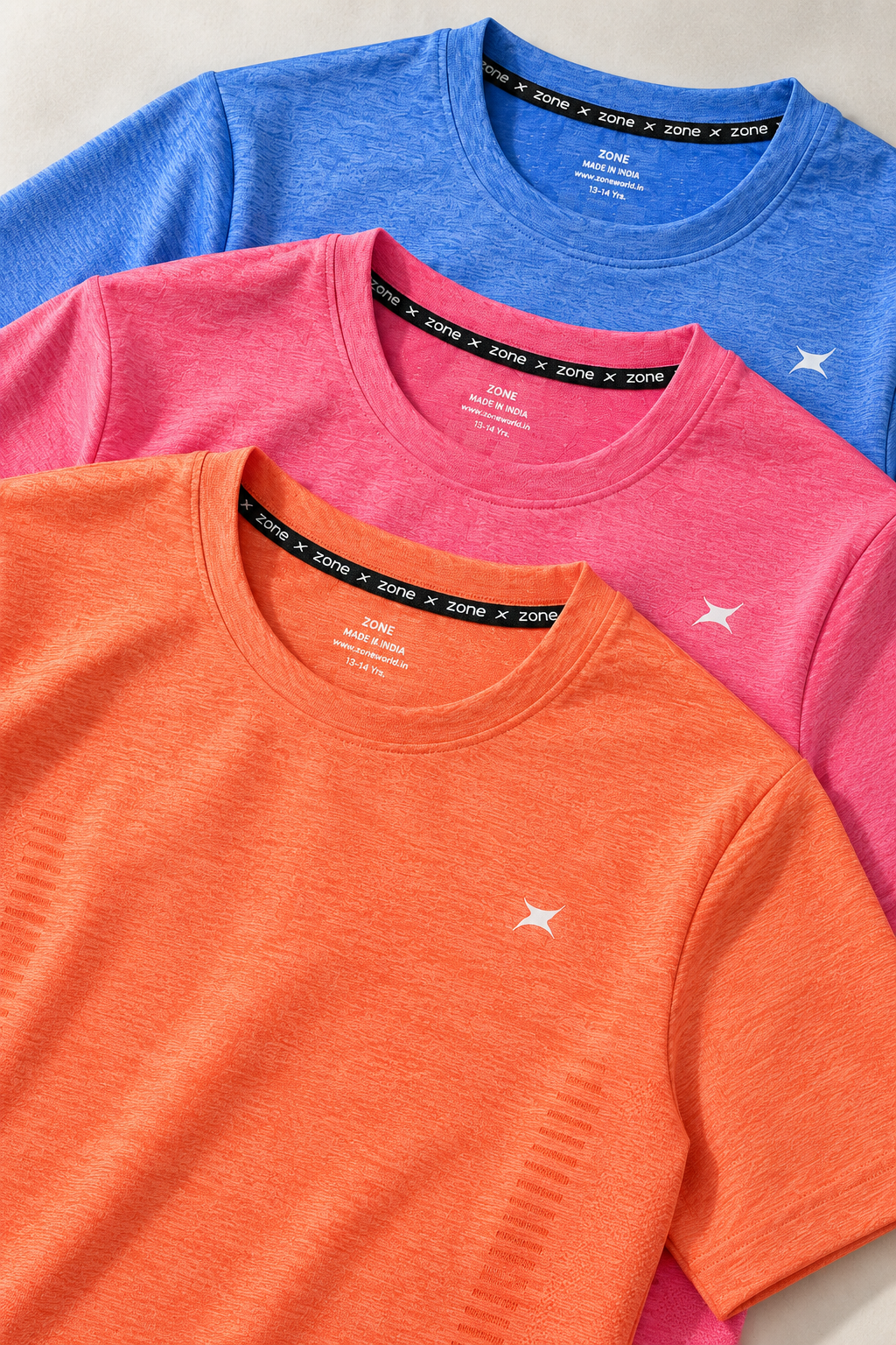 Runlite Seamless Activewear T-shirt (TWILIGHT BLUE/ORANGE/PINK) PACK OF 3