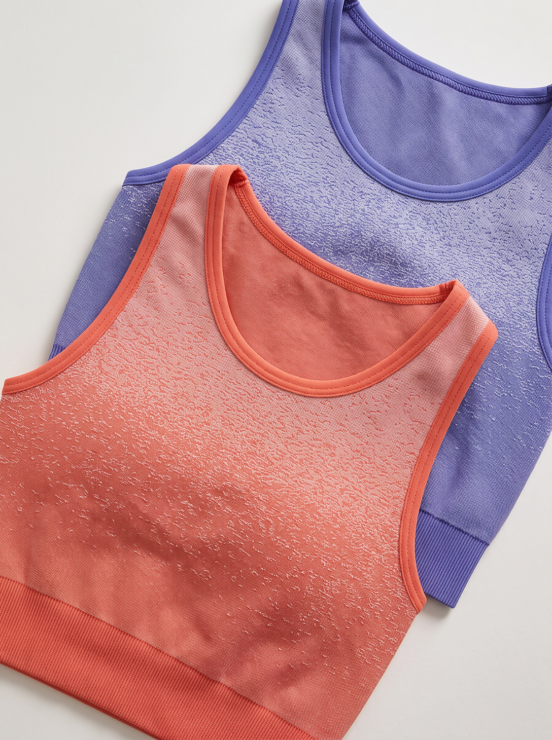Girls Nova Seamless Sports Bra (BLUE IRIS/FLAME ORANGE) PACK OF 2