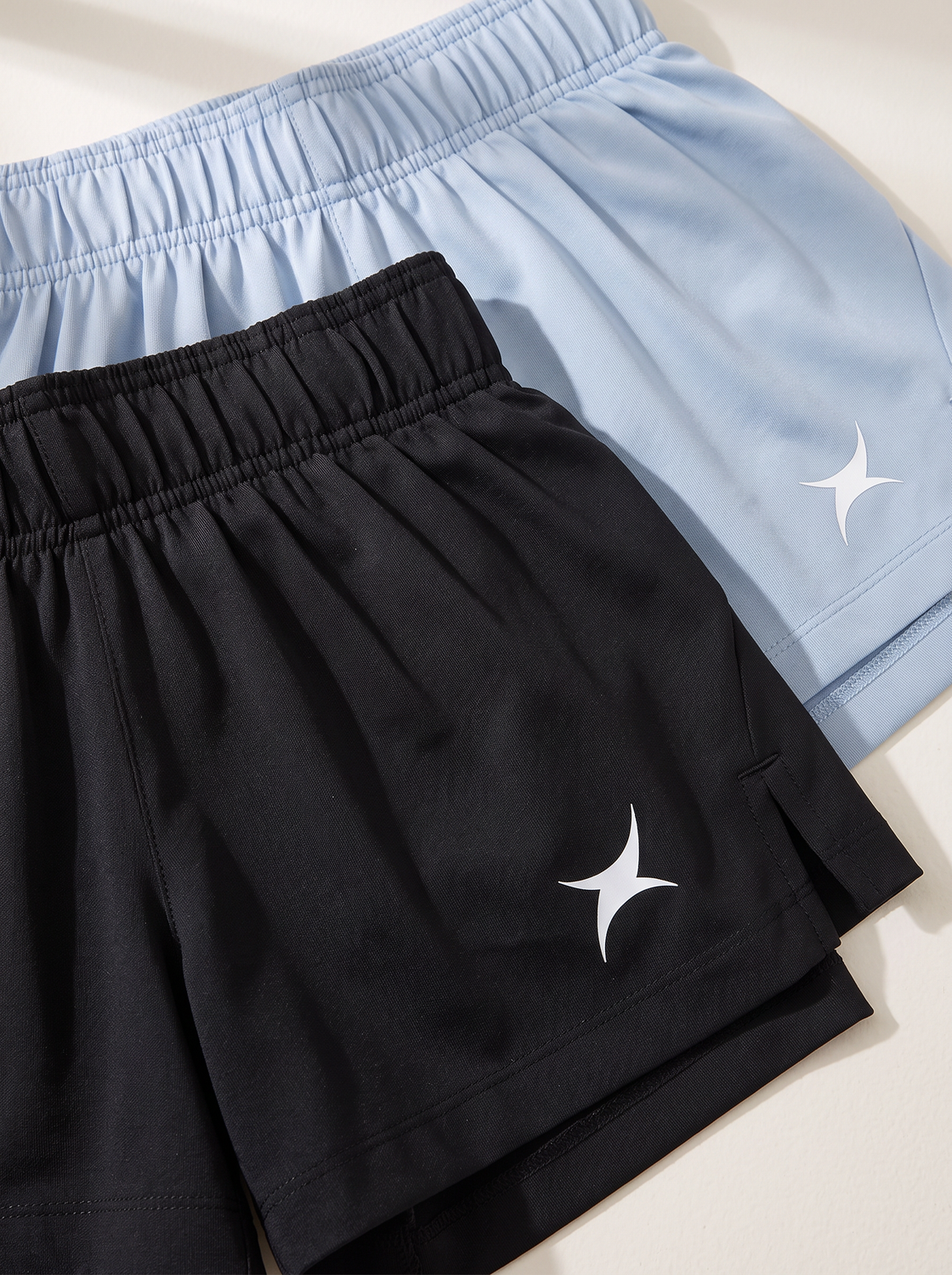 Girls Active X Shorts (CARBON BLACK/SKY BLUE)