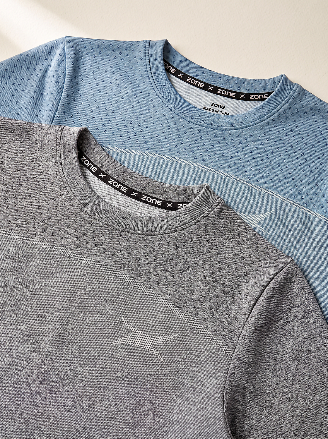 Aero Vibe Seamless Activewear T-shirt (BLUE/GREY) PACK OF 2