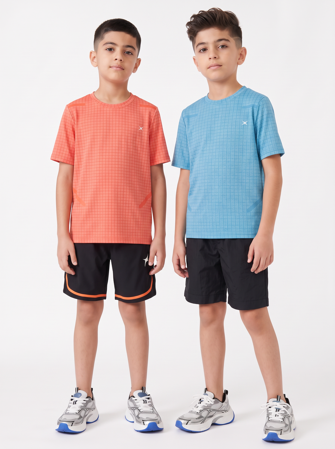 Lunafit Seamless Activewear T-shirt (TILE BLUE/ORANGE) PACK OF 2